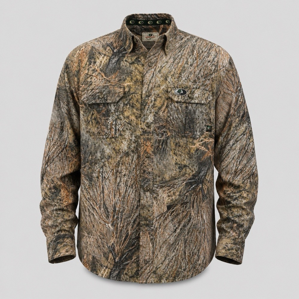 VTG Mossy‎ Oak Limbhanger Ripstop Shirt Men's XL Brush Camo Button Up Cotton